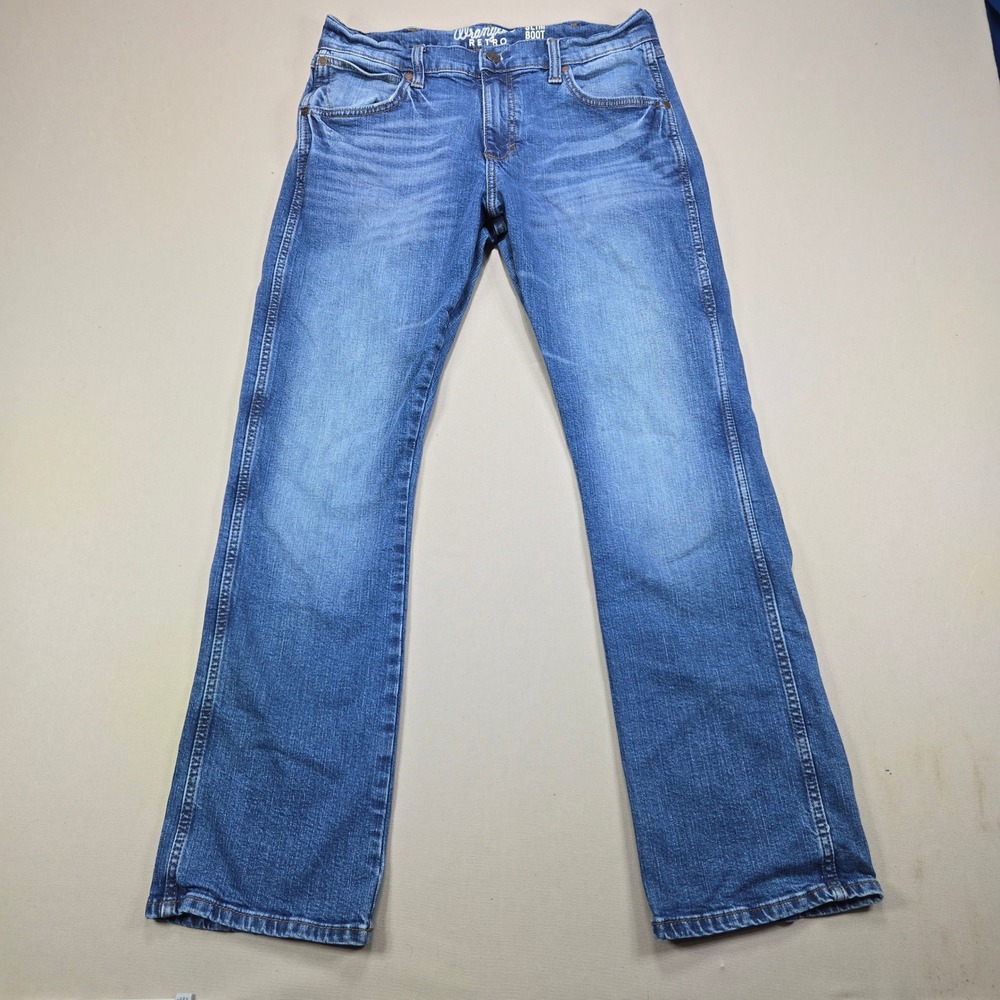 Wrangler Jeans Retro Slim Bootcut Western Medium Wash Blue Mens 30x32